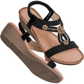 Wedge Sandals for Women Dressy - Summer Platform Comfortable Walking Open Toe Ankle Strap Womens Low Wedges Sandal