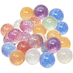 25 Bouncy Balls for Kids Party Favors | Glitter Bouncy Ball 27mm | Superball Small Rubber Balls for Kids