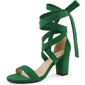 JOY IN LOVE Women's Lace Up Heels 3 Inch Chunky Block Heel Strappy Sandals in Kuwait