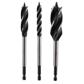 3pcs Wood Auger Drill Bit Set with Screw Point, 10mm, 16mm, 25mm Wood Drill Bits Fast Drill Bit Set, High-Carbon Steel Auger Bit Set Wood Reaming Bit for Woodworking