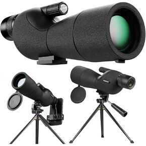 25-75x60 Spotting Scopes with Tripod Carrying Bag and Smartphone Adapter Straight Spotter Scope Green