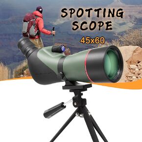 Astromania 15-45x60/45° Spotting Scope with Tripod and Carrying Bag - BAK4 Angled Telescope - Waterproof Scope for Camping Bird Watching Wildlife Scenery