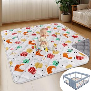 Baby Play Mat, 51 x 51 Inch Thickened Play Mat Perfect for Use Baby Playpen, Foldable Baby Playmat for Floor, Portable Activity PlayMats for Babies and Toddlers, Super Soft&Warm, Machine-wash