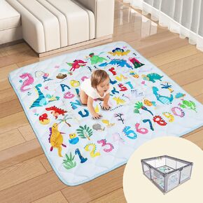 Baby Play Mat for Floor, 50'' x 50'' Baby Crawling Mat Foldable Play Mat for Playpen, Thicken Soft Padding Playmats for Babies and Toddlers Infants, Easy Care Machine Washable（New AniMai）