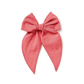 Little Poppy Co. Bows Handmade Claire Bow - Solid Embroidered Stripe, Premium Stylish Accessories for Girls & Babies (Dark Pink, Oversized Clip)