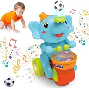 Fun Stress Relief Toys Elephant Blowing Ball Baby Toy Elephant Toy Children's Drum Elephant Floating Ball Toy(Blue)