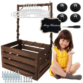 Wooden Baby Shower Crate Closet, Personalized Baby Shower Basket, Baby Storage Crate Hamper, Easy Assembly Baby Baskets for Newborn Boys Girls, Pregnancy Gifts for New Parents(Wood Color)