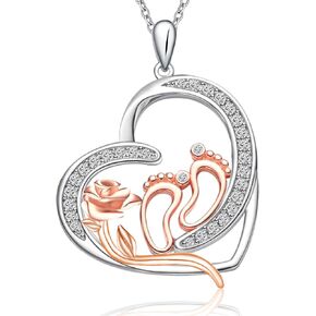 New Mom to Be Gift Mommy of an Angel Necklace Miscarriage Memorial Gifts Sterling Silver Mom To Be Necklace for Women Mama Necklace Jewelry Pink Ribbons Breast Cancer Awareness Necklace Mom Gifts