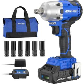 20V 370 Ft-lbs Brushless Impact Wrench Kit, 1/2 Inch Cordless Electric Impact Gun, High Torque 3,400 IPM Impact Driver with 6 Pcs Drive Impact Sockets, including battery, Fast Charger, and Tools Bag