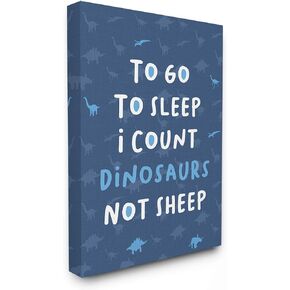 The Kids Room by Stupell to Go to Sleep I Count Dinosaurs Not Sheep Blue Typography Stretched Canvas Wall Art, 16x20, Multi-Color