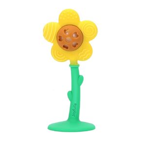 Baby Teething Toys and Rattle 2-in-1 for Babies 0-6 6-12 Months, Food Grade Silicone Teethers for Baies 3-6 Months, Infant Teething Relief Chew Toys, Sunnyflower Teether Toy BPA Free - Green
