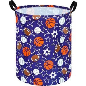 Round Laundry Hamper Storage Laundry Basket Nursery Organizer Clothed Hamper Storage Bins and Toys Box Nursery Box Gift Basket For Kids with Handles (Star-ball)