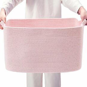 75L Extra Large Rainbow Cotton Rope Storage Basket for Blanket Toy Box for Girls Woven Rectangle Basket for Baby Kids Nursery Clothes Laundry Toy Storage in Living Room Bedroom