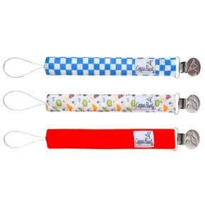 Copper Pearl Pacifier Clip 3-Pack: Premium Knit Binky Clips for Baby Girls and Boys - Stylish Stainless Steel Pacifier Holder Clip - Baby Pacifier Clips for No More Floor Drops - Justice League™