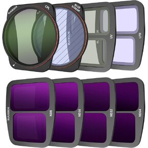 8Pack Filter Kit for DJI Air 3 Accessories,Filters Set(UV, CPL, LPR,BS,ND8, ND16, ND32, ND64),Drone Camera Lens Filter for DJI Air 3,All Day Air 3 Filter Set(Aluminum Version)