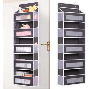 Over The Door Organizer Storage, 5 Shelf Heavy Duty Hanging Storage Organizer with 10 Side Pockets, Closet Door Organizer for Pantry, Nursery, Dorm, Bedroom, Bathroom