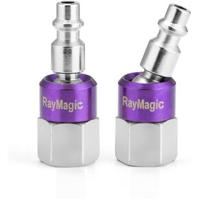 Industrial-Grade 1/4" Swivel Air Plug, 2-Pack 360° Swivel Steel Plug, 1/4-Inch NPT Female 18-Threads, Air Hose Fittings(Purple)