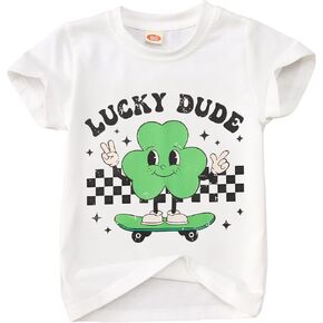 SOFEON Lucky Dude T-Shirt Toddler Boys Girls St Patricks Day Shirts Shamrock Outfits Clover Tees Tops 1-5 Years