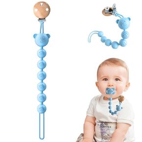Pacifier Clip Silicone,Pacifier Holder Clips, Keeps Pacifier Clean,mushie 100% Soft Flexible Pacifier Leash, Binky Clips for Baby Boys and Girls, Durable High-Toughness One-Piece Design