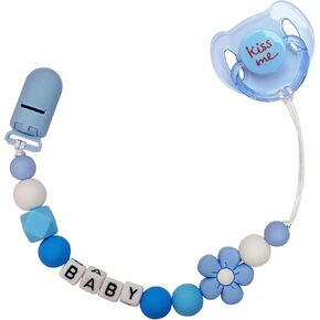 Reborn Baby Dolls Pacifier Clips Accessories,Cute Blue Pacifier Clip Chain with Magnetic Pacifier for Reborn Baby Dolls Feeding Toy Accessories for Kids Gift