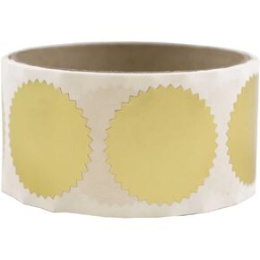 JAM PAPER Circle Label Wafer Seals with Serrated Edges - 1.5 Inch Diameter - Gold - 100 Round Labels/Pack