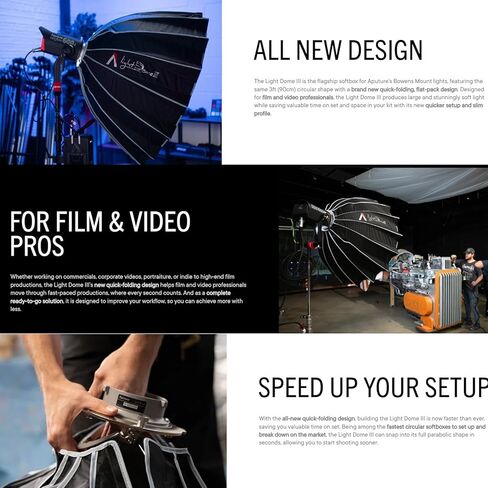 Aputure Light Dome III 90cm Bowens Mount Parabolic Softbox مع شبكة قرص العسل لـ Aputure 600d 600x Pro Amaran 300c 150c 200x S 100d s in Kuwait