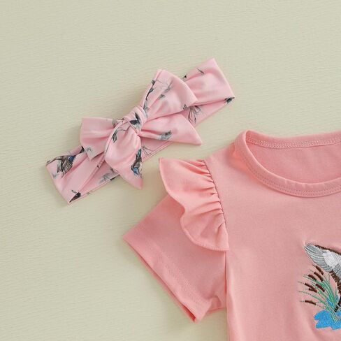 Baby Girl Hunting Outfit Mamas Girl Summer Clothes Embroidery T-shirt Mallard Duck Flare Pants Cute Bell Bottoms Set in Kuwait