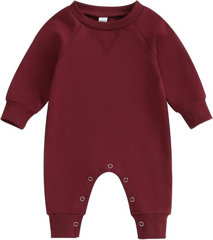 Newborn Infant Baby Boy Girl Clothes Solid Color Long Sleeve Romper Jumpsuit One Piece Bodysuit Fall Winter Outfit in Saudi Arabia