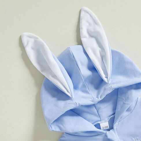 BemeyourBBs Newborn Baby Boy Girl Easter Outfit Bunny Ear Hoodie Romper Long Sleeve Jumpsuit Infant Spring Clothes in Kuwait