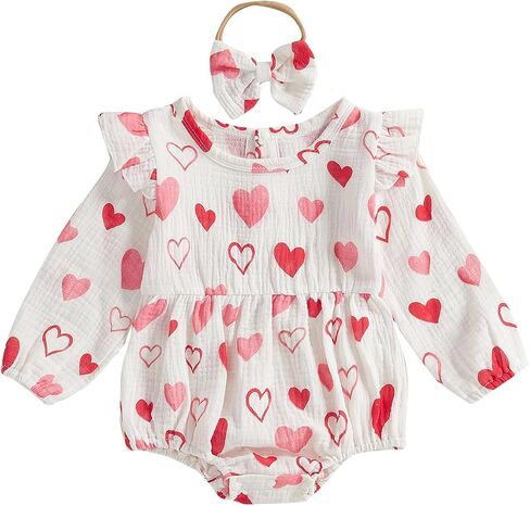 BemeyourBBs Newborn Baby Girl Clothes Ruffle Bubble Romper Jumpsuit Infant Clothing Headband Cute Baby Girl Outfits in Saudi Arabia
