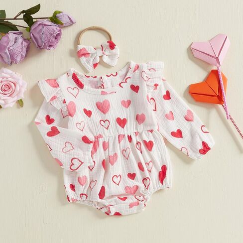 BemeyourBBs Newborn Baby Girl Clothes Ruffle Bubble Romper Jumpsuit Infant Clothing Headband Cute Baby Girl Outfits in Saudi Arabia