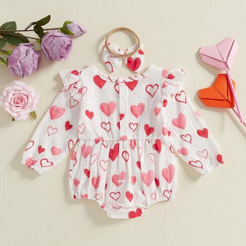 BemeyourBBs Newborn Baby Girl Clothes Ruffle Bubble Romper Jumpsuit Infant Clothing Headband Cute Baby Girl Outfits in Saudi Arabia