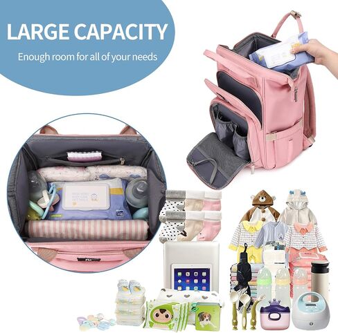 Pomelo Best Diaper Bag Backpack Stylish Waterproof Multifunctional Large Baby Bag with Changing Mat and Stroller Straps (Black) in Saudi Arabia