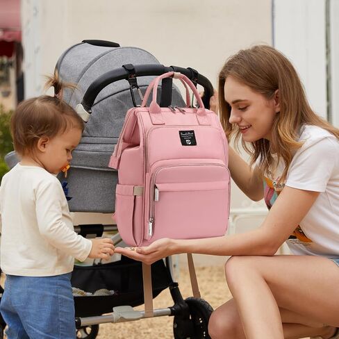 Pomelo Best Diaper Bag Backpack Stylish Waterproof Multifunctional Large Baby Bag with Changing Mat and Stroller Straps (Black) in Saudi Arabia