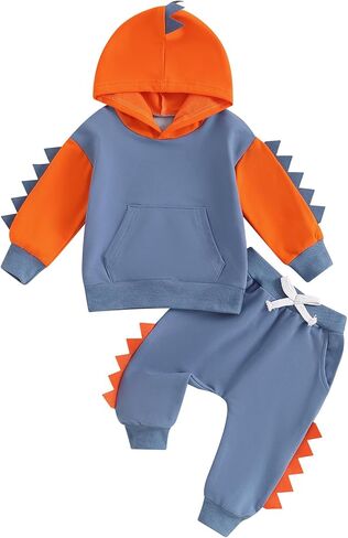 Toddler Baby Boy Outfits Dinosaur Pattren Long Sleeve Hoodie sweatsuit Pants Kids Boy Fall Winter Clothes in Kuwait