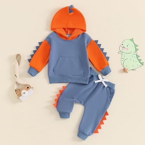 Toddler Baby Boy Outfits Dinosaur Pattren Long Sleeve Hoodie sweatsuit Pants Kids Boy Fall Winter Clothes in Kuwait
