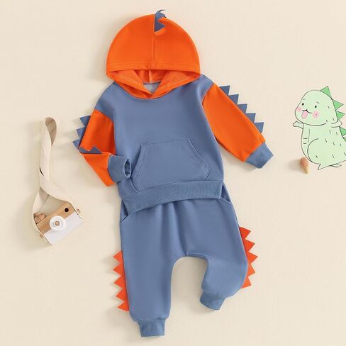 Toddler Baby Boy Outfits Dinosaur Pattren Long Sleeve Hoodie sweatsuit Pants Kids Boy Fall Winter Clothes in Kuwait