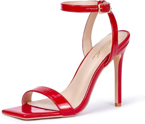 GENSHUO Women's High Heels Ankle Buckle Strap Stilettos Open Square Toe Dressy Sexy Strappy Sandals for Party Prom Homecoming Dressy Shoes in Kuwait