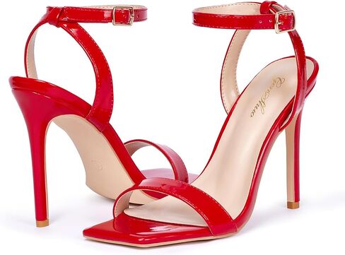 GENSHUO Women's High Heels Ankle Buckle Strap Stilettos Open Square Toe Dressy Sexy Strappy Sandals for Party Prom Homecoming Dressy Shoes in Kuwait