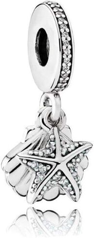 MiniJewelry Starfish Seashell Dangle Charm fits Pandora Bracelets April March Birthstones Crystal Clear Blue Cubic Zirconia in Kuwait