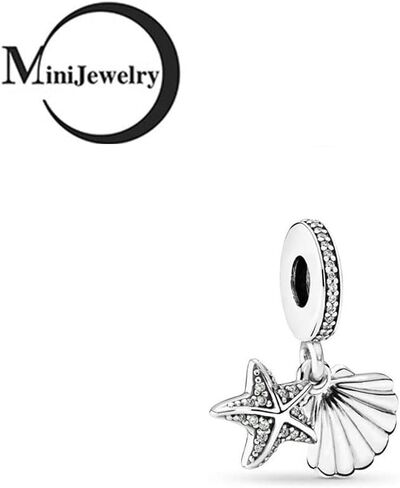 MiniJewelry Starfish Seashell Dangle Charm fits Pandora Bracelets April March Birthstones Crystal Clear Blue Cubic Zirconia in Kuwait
