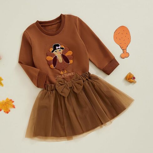 Toddler Girls Halloween Outfits Long Sleeve Pumpkin Sweatshirt Tulle Skirt Dress Kids Girls Christmas Clothes in Kuwait