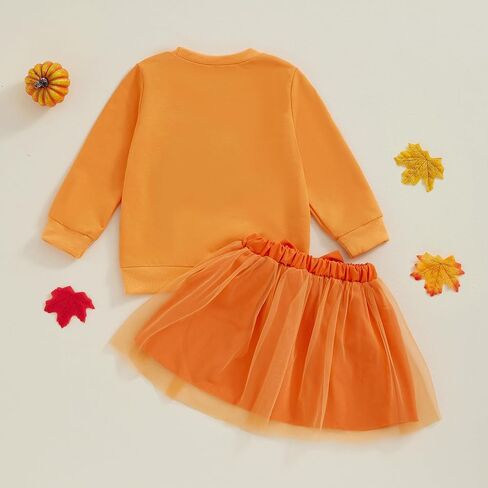 Toddler Girls Halloween Outfits Long Sleeve Pumpkin Sweatshirt Tulle Skirt Dress Kids Girls Christmas Clothes in Kuwait