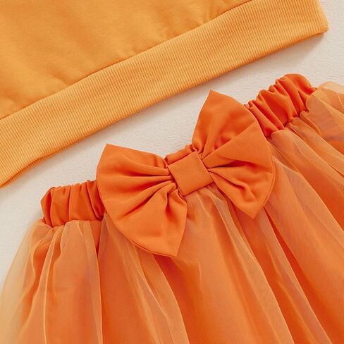 Toddler Girls Halloween Outfits Long Sleeve Pumpkin Sweatshirt Tulle Skirt Dress Kids Girls Christmas Clothes in Kuwait