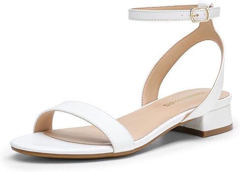 DREAM PAIRS Women Black White Nude Clear Sandals Low Heel Dressy Sandals Ankle Strap Open Toe Chunky Block Heeled Summer Classic Comfortable Flat Shoes in Saudi Arabia