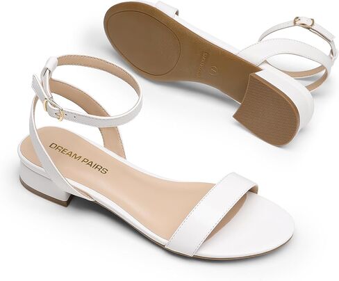 DREAM PAIRS Women Black White Nude Clear Sandals Low Heel Dressy Sandals Ankle Strap Open Toe Chunky Block Heeled Summer Classic Comfortable Flat Shoes in Saudi Arabia