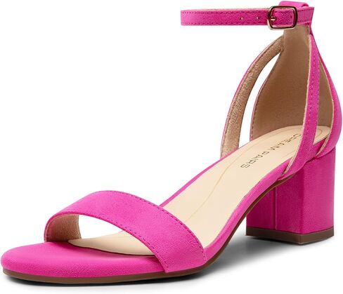 DREAM PAIRS Women's Chunk Low Heels Open Round Toe Ankle Strap Block Heels Party Dress Wedding Sandals in Kuwait