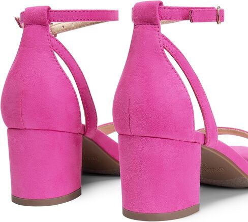 DREAM PAIRS Women's Chunk Low Heels Open Round Toe Ankle Strap Block Heels Party Dress Wedding Sandals in Kuwait