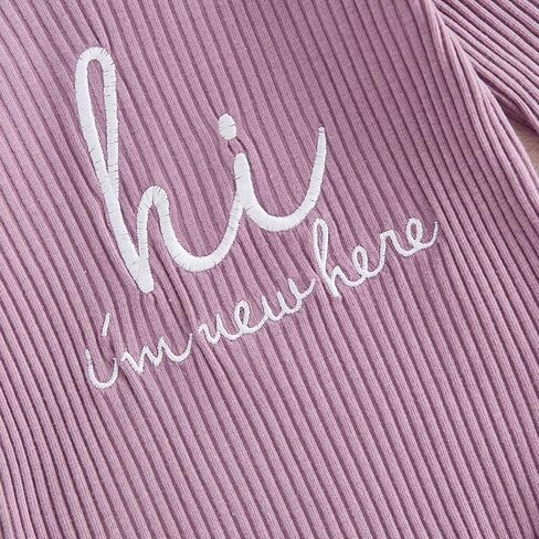 Newborn Infant Baby Girl Outfit I Am New Here Romper Infant Letter Print Onesie Baby Girl Coming Home Clothes in Saudi Arabia