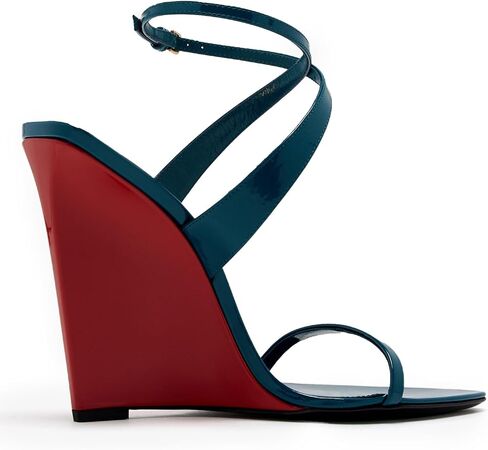 Wedge Sandals for Women Strappy Wedge Heels Pointed Open Toe Heeled Sandals Buckle Ankle Strap Heels Sexy Wedding Dress Shoes in Saudi Arabia